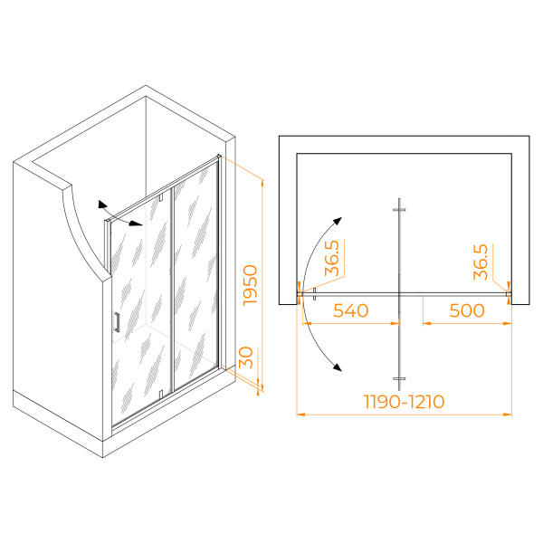 Душевая дверь 120 см RGW Leipzig LE-103 711210312-11 прозрачное