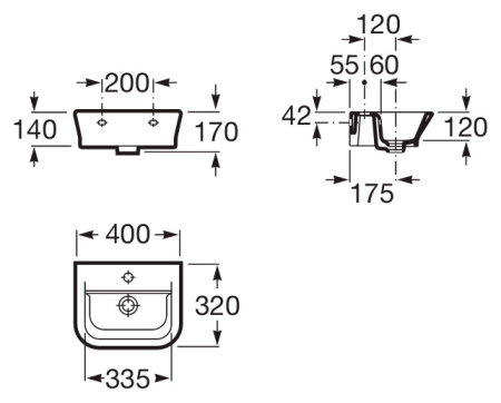 Раковина подвесная (40x32) Roca The Gap  327478000