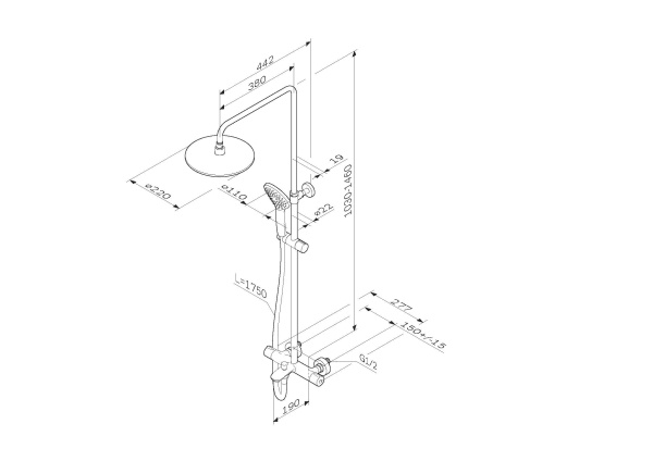 Душевая система с изливом Am.Pm Gem F0790510 Душевая система с изливом Am.Pm Gem F0790510