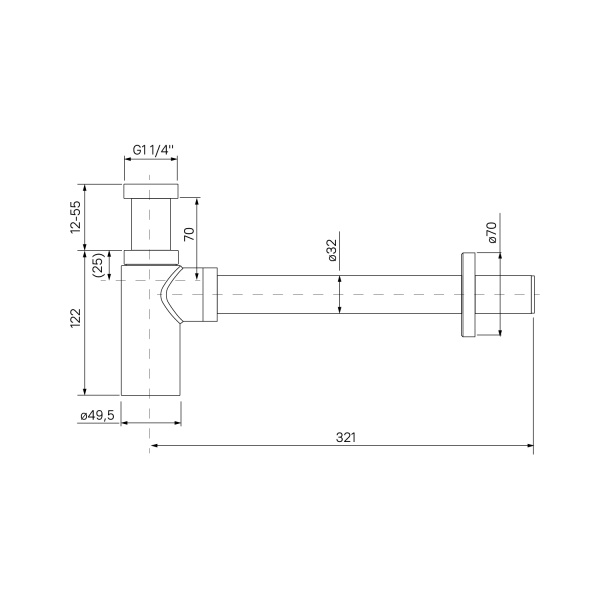 Бутылочный сифон IDDIS для умывальника Optima Home (OPTSB00i84)