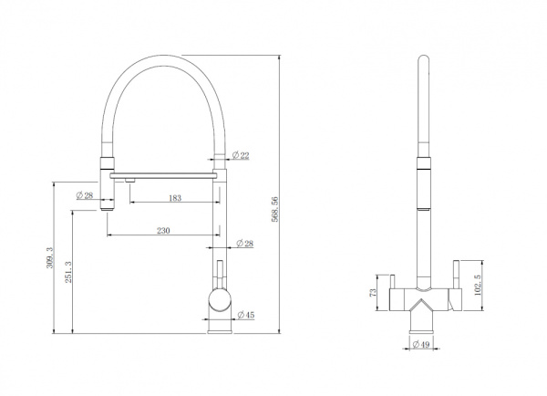 Смеситель ABBER Wasser Kreis AF81141SP для кухни с подключением фильтра и выдвижной лейкой, сатин
