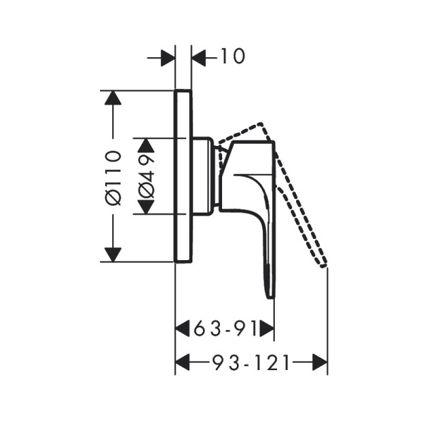 Смеситель Hansgrohe Rebris S для душа 72648670, черный матовый Смеситель Hansgrohe Rebris S для душа 72648670, черный матовый