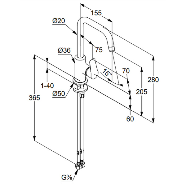 Смеситель для раковины Kludi Pure&Style 340240575