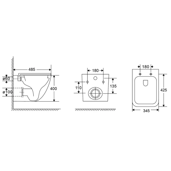 Унитаз подвесной безободковый Grossman  GR-4497SQC с сиденьем микролифт