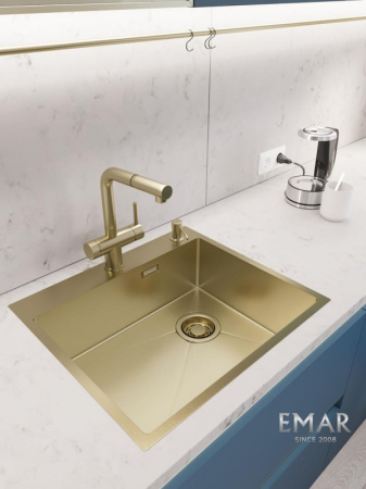 Кухонная мойка (56х50) EMAR EMB-560(TOP) PVD Matt Gold