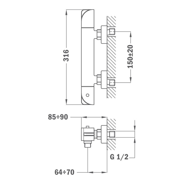 Термостат для душа Teka Soller 852010200 хром