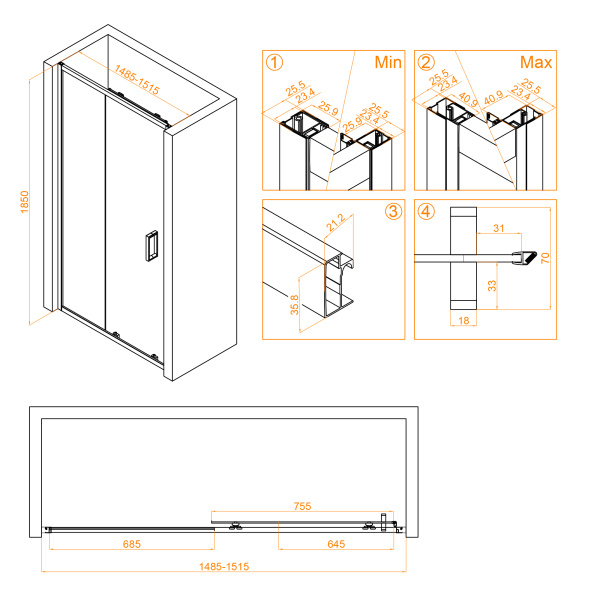Душевая дверь  150 см RGW Classic CL-14-В 32091415-14 прозрачный