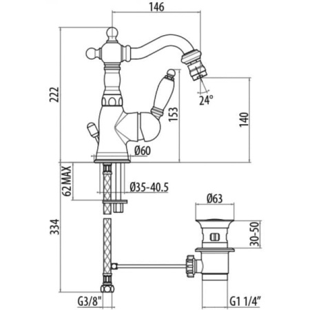 Смеситель для биде с донным клапаном Gattoni 2751/27C0cr