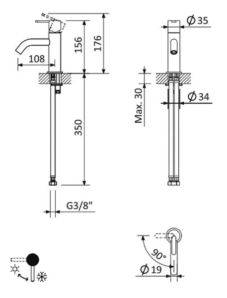Смеситель для раковины Cezares Leaf LEAF-LSM2-L-MM