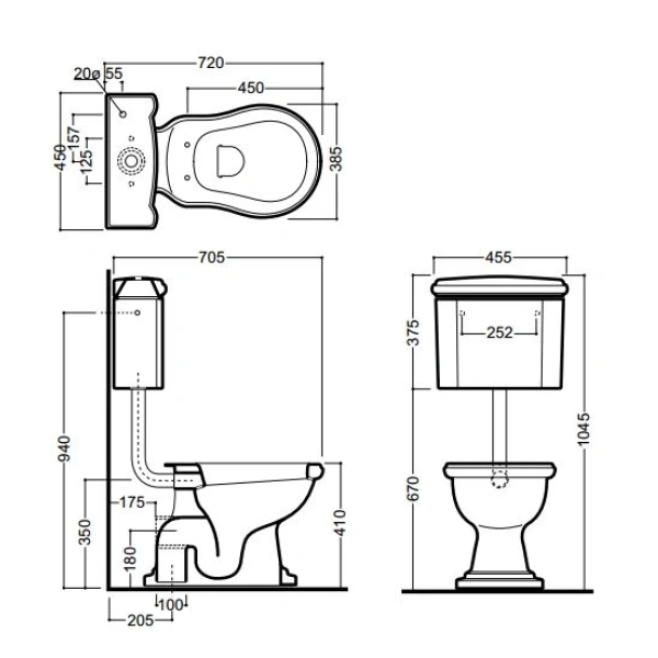 Сливная труба для низкого бачка хром Kerasan 757190