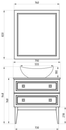 Зеркало (76х82)  ASB-Woodline Каталина 80  12082