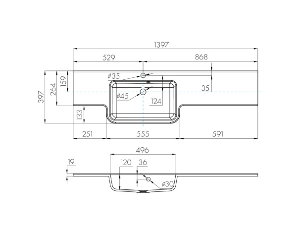 Раковина Aquaton Hotel B 140 левая белая 1A709631PI01L