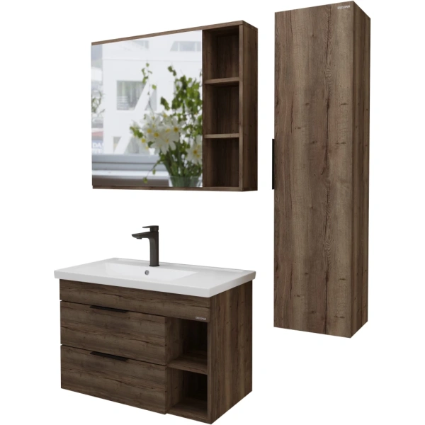 Зеркало-шкаф (82х73) Grossman Форта 2080022 универсал. темный дуб