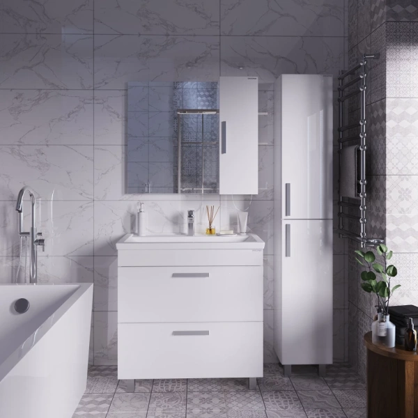 Зеркало-шкаф (80,66,6х) Grossman Нео 208024 универсал. Белый