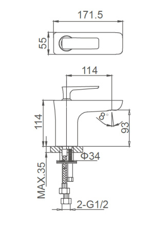 Смеситель для раковины WONZON & WOGHAND SHARK, хром WW-481101-CR