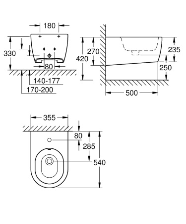 Биде подвесное GROHE Essence Ceramic 39574 00H (3957400H) белый