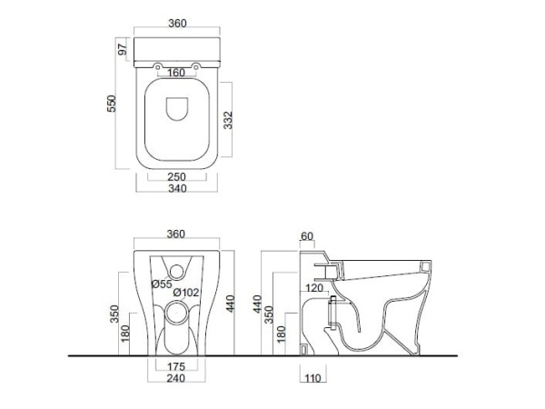 Унитаз приставной Cielo Opera Quadro OPVAQ