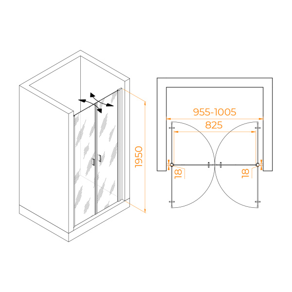 Душевая дверь 100 см RGW Passage PA-104 060810410-14 прозрачное