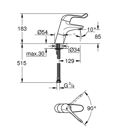 Смеситель однорычажный для раковины GROHE Euroeco Special 32790 000 (32790000)