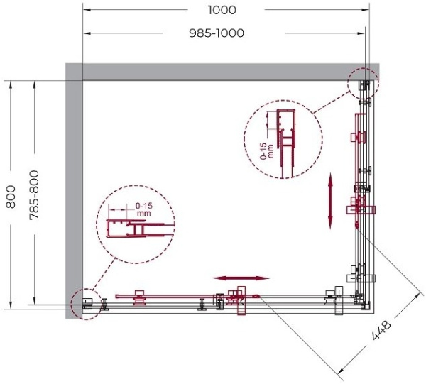 Душевой уголок BelBagno Marino MARINO-AH-2-100/80-C-CR