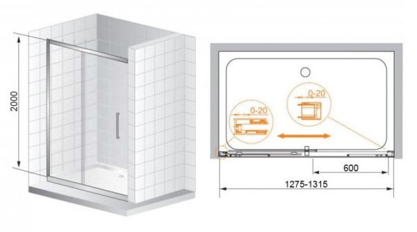 Душевая дверь в нишу Cezares Premier Soft BF1 120 С Cr IV