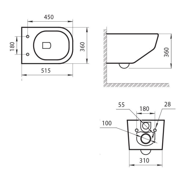 Унитаз подвесной безободковый Art&Max LIBERTY AM015CHR (без сиденья)