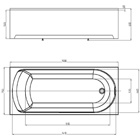 Акриловая ванна Aquatek Ника (150х75) NIK150-0000001