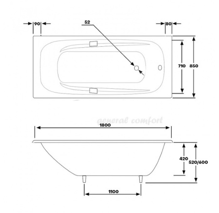 Ванна чугунная Byon Ide (180 x 85) Н0000369