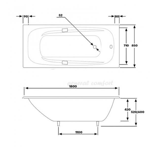 Ванна чугунная Byon Ide (180 x 85) Н0000369