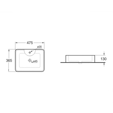 Раковина накладная (47,5х36,5) Vincea VBS-127 белый