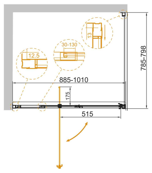 Душевой уголок (90х80) CEZARES VARIANTE VARIANTE-AH-1-90/100-80-C-Cr