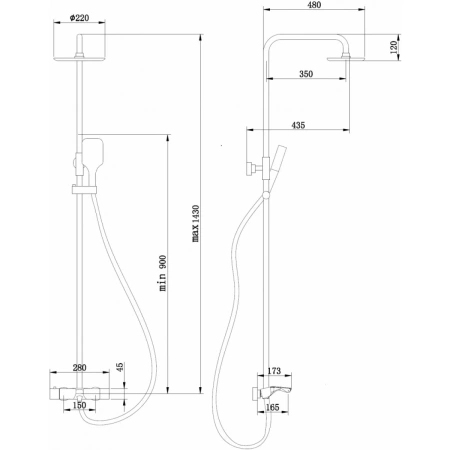 Душевая стойка ABBER Thermostat AF8516SPL с термостатом и изливом, сатин
