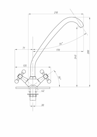 Смеситель для кухни ПСМ-Профсан  СТАНДАРТ-Б PSM-120-89