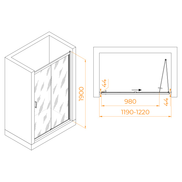 Душевая дверь 120 см RGW Passage PA-21 06082112-11 прозрачное