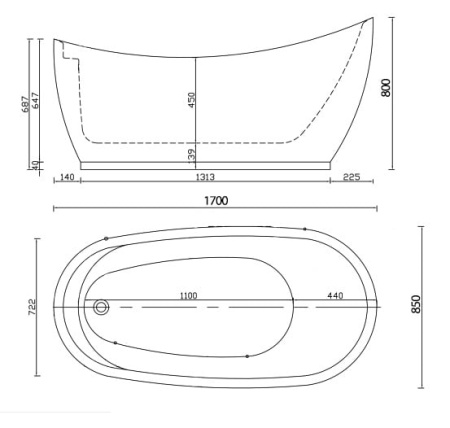 Акриловая ванна Gemy G9242 (170x85)