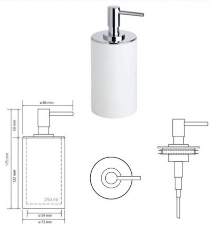 Дозатор жидкого мыла, отдельностоящий, белый Bemeta Gamma 145709324
