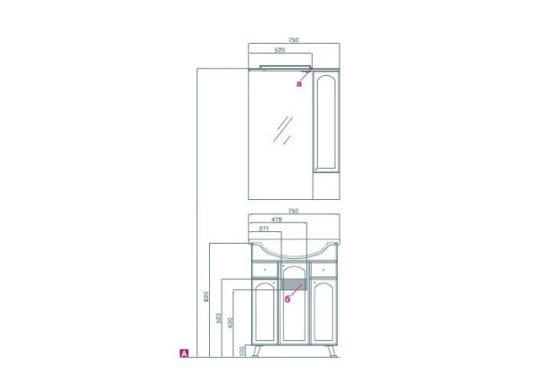 Тумба с раковиной Акватон Эмилья 75 1A0568K0EJ010