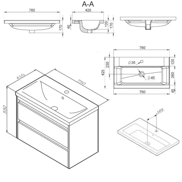 Тумба без раковины 75 см Am.Pm Pulse M91FHX0752WG белый глянец
