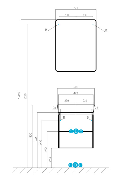 Тумба под раковину Aquaton Скай PRO 50 1A238001SY010