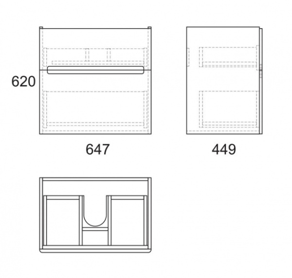 Тумба под раковину Owl 1975 Nyborg, 70 см, 2 ящика OW06.02.00