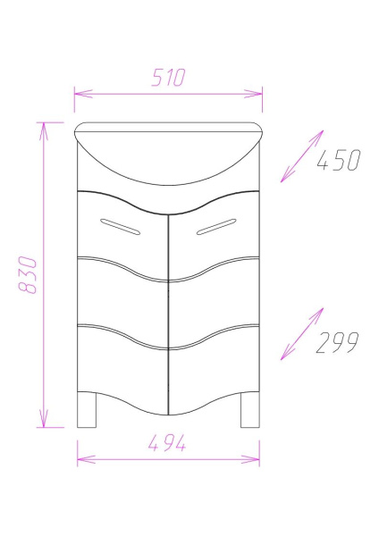 Тумба под раковину напольная Onika Лайн 50 105007