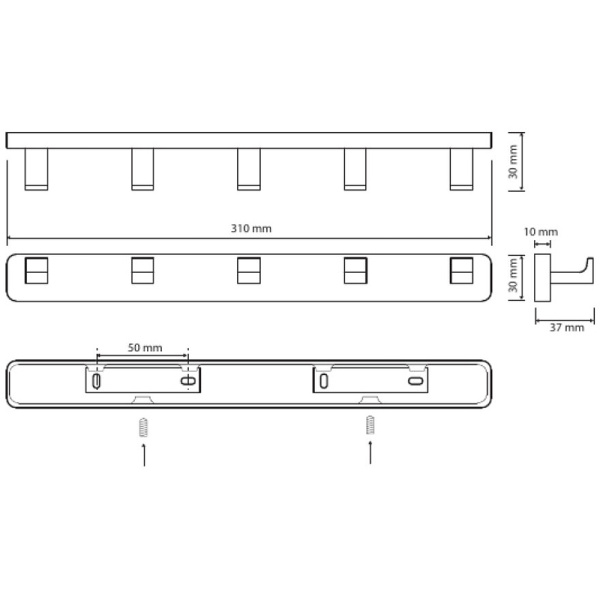 Вешалка с 5 крючками Bemeta Via 135006252