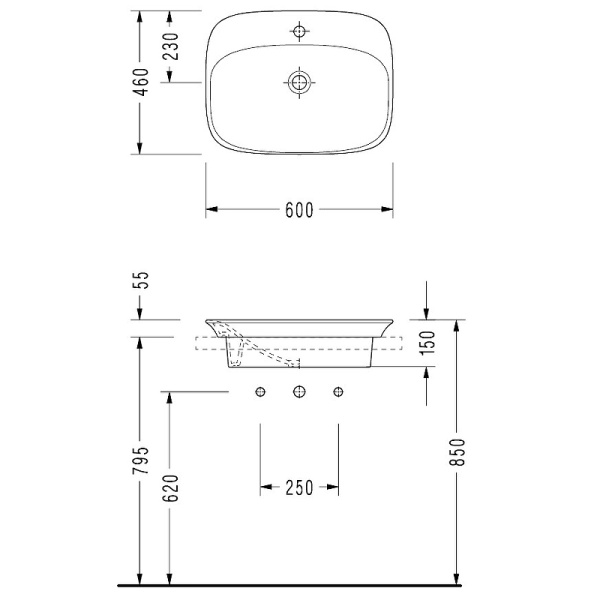 Раковина накладная (60х46) Serel Hera HR30TXS110H