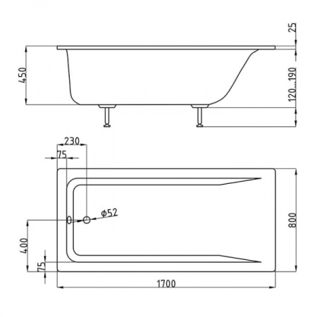 Ванна из искусственного камня на ножках (170x80) Aqua Stone ARMADA170
