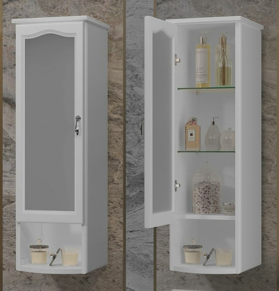 Шкаф Opadiris Риспекто подвесной, одностворчатый, цвет белый матовый, левый, с матовым стеклом 00-00006080