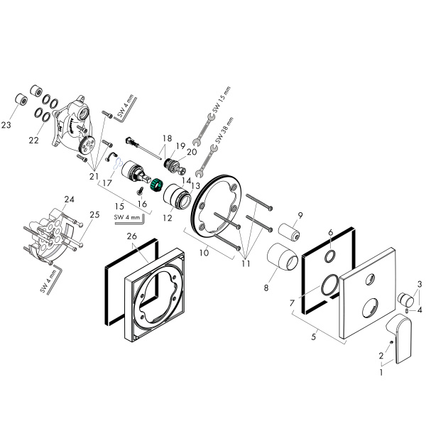 Смеситель для ванны Hansgrohe Vernis Shape 71468000 хром