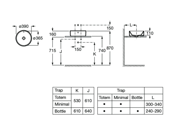 Раковина накладная (39х37) Roca The Gap 3270MJ000