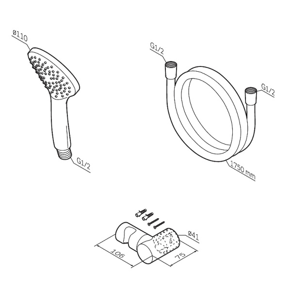 Душевой набор AM.PM Gem F0119022 Душевой набор AM.PM Gem F0119022