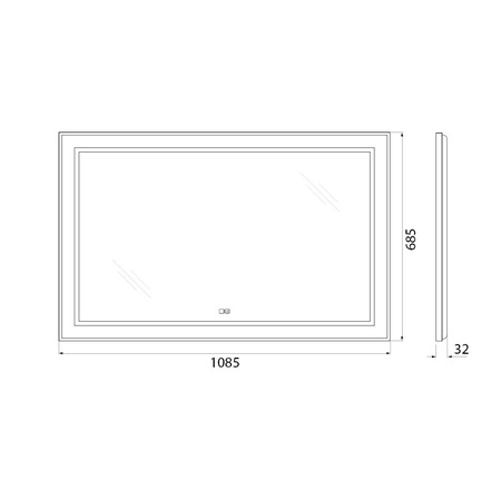 Зеркало BelBagno SPC-KRAFT-1085-685-TCH-WARM-NERO