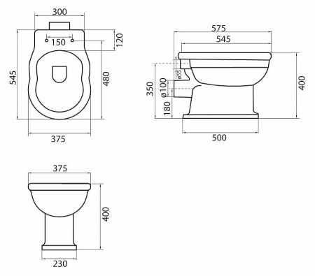 Унитаз приставной BelBagno BOHEME BB115CB